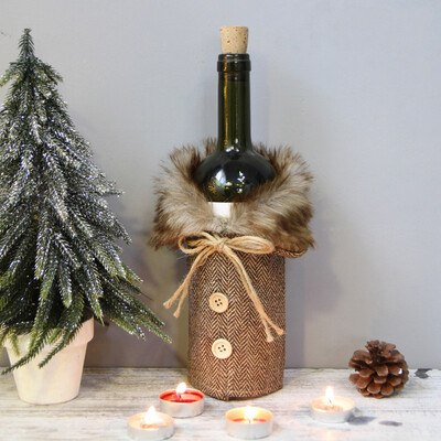 

Tailored Christmas Wine Bottle Scottish Style Decoration Christmas Bottle Cap Xmas Decor