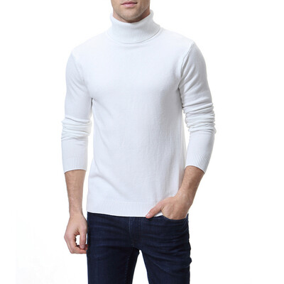 

Mens Fashion Solid Color Slim Fit Pullover Sweater Tops High Collar Long Sleeve