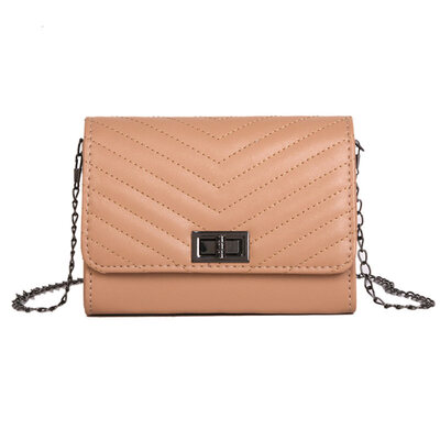 

Vintage Solid Color Faux Leather Metal Strap Women Messenger Shoulder Bag Pouch