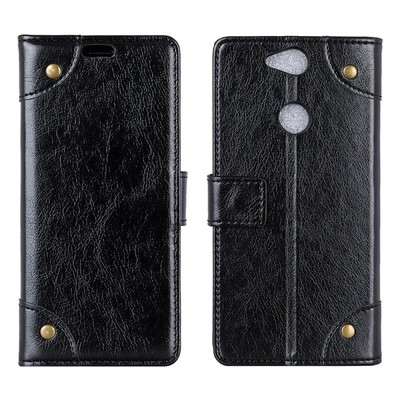 

MOONCASE Sony Xperia XA2 Ultra Copper Buckle Napa Leather Case - Black