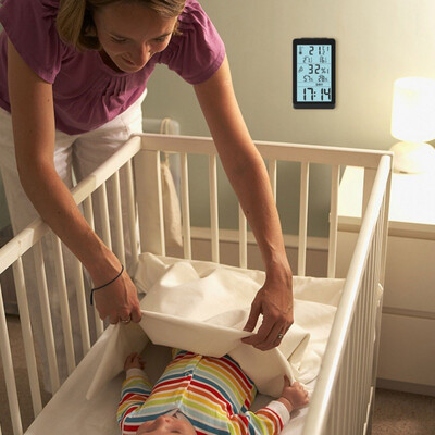 

Digital Thermometer Hygrometer Temperature Monitor Time Display Battery Operated For Home Office Greenhouse Humidity Meter