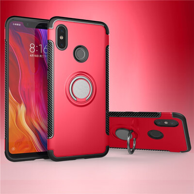 

Back Cover For Xiaomi Mi 8 Mi8 Case Car Holder Stand Hard PC Silicon Ring Suction Bracket Celulars