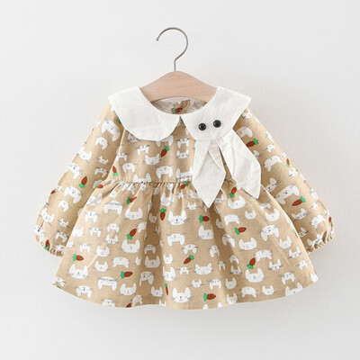 

New Autumn Baby Dresses Casual Cartoon Animal Pattern Long Sleeve Dress Baby Girls Kids Toddler Pageant Sundress