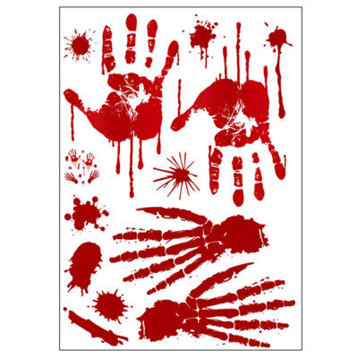 

Halloween Horror Bloody Handprint Footprint Fingerprint Wall Sticker Decorations Halloween Decor Windows Festival Party Supplies