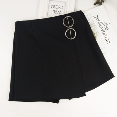 

Summer New Ladies A-line Skirts Women Black Slim New Korean Fashion Ring Above Knee Mini Skirts Empire Shorts Skirts preppy