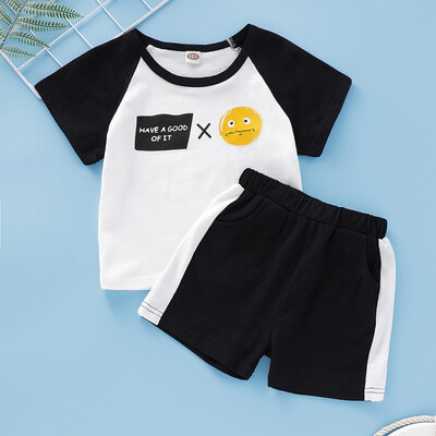 

Baby Boys Clothes Summer Short Sleeve Cartoon Letter Print T-shirt TopsShorts Casual Costume Set