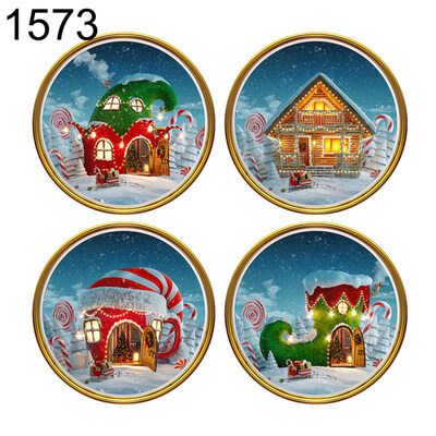 

4Pcs Christmas Santa Gift Box Snow Cabin DIY Window Decal Decor Wall Stickers