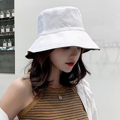 Fashion Women Wide Brim Cotton Double Side Sun Hat Summer Outdoor Holiday Accessory Bucket Hat Fisherman Cap