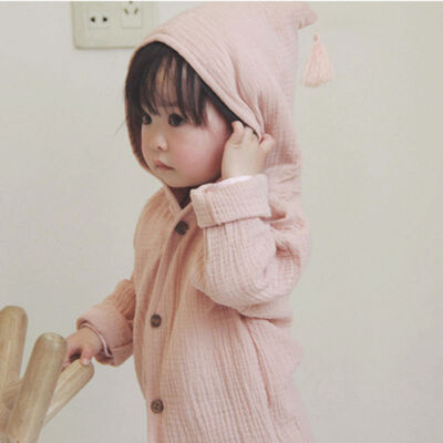 

Spring Baby Coat Jacket For Girls Cotton Tassel Hooded Boys Full Sleeve Toddler Outerwear Thin Children Summer Outwear