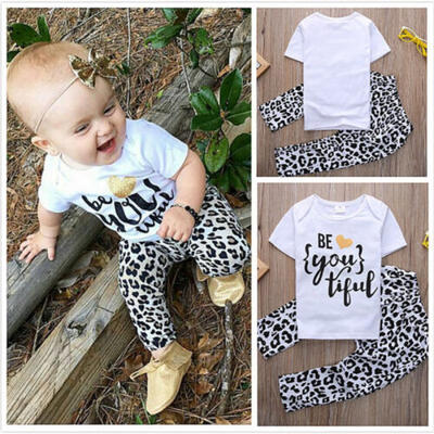 

AU 2PCS Toddler Kid Baby Girl Outfit Short Sleeve T-shirt Top Pants Clothes Set