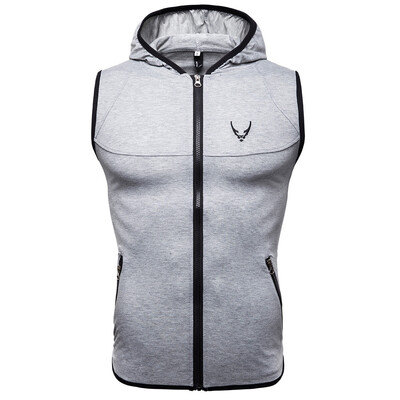 

Toponeto Fashion Mens Summer Zipper Pullover Hooded Sport Pacthwork Sleeveless Top Vest
