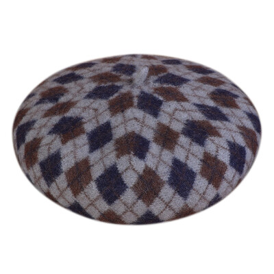 

Hat 2019 autumnwinter new painter hat English temperament hundred fashion wool beret ladies diamond-shaped plaid