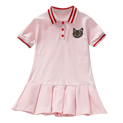 

Summer Casual Baby Girls Cute Cartoon Print Short Sleeve Dress Kids Toddler Pageant Dresses