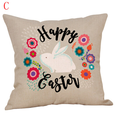 

Gobestart Happy Easter Bunny Pillow Cover Linen Sofa Cushion Cover Home Decor Pillow Case