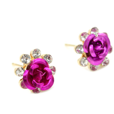 

1 Pair New Women Fashion Diamond-studded Rose Earrings