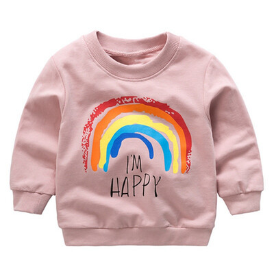 

autumn new long sleeve Sweatshirt baby boys&girls cute rainbow print casual Sweatshirt
