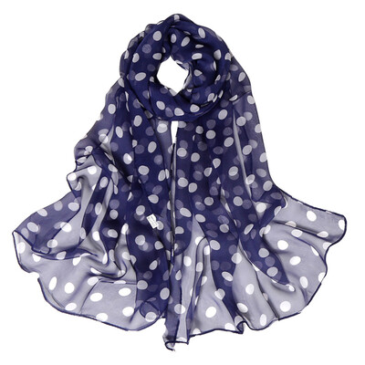 

Gobestart Fashion Women Dot Printing Long Soft Wrap Scarf Simulation Silk Shawl Scarves