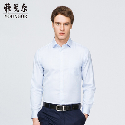 

Youngor shirt mens 2019 spring youth mens casual dress shirt YLTP11606HBA blue 38