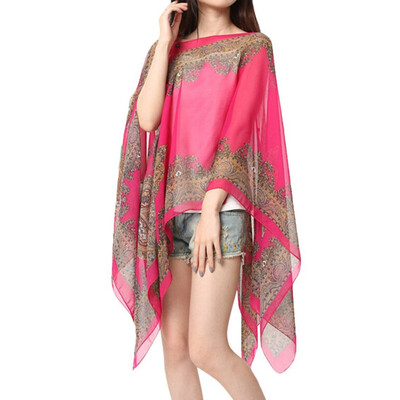 

Summer 2017 Vintage Women Floral Print Cover Up Top Blouse 34 Sleeve Casual Beach Boho Cover Up Long Tops New