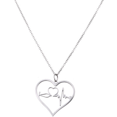 

2019 Stainless Steel Medical Nurse Stethoscope Heartbeat Heart Pendant Necklace