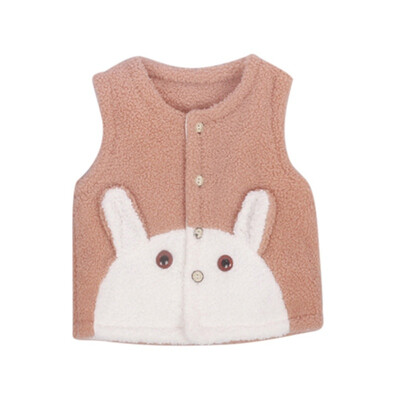 

Autumn Winter Baby Boys Girls Lamb Cashmere Vest & Waistcoat Cute Cartoon Animals Pattern Candy Solid Color Single-Breasted Vest