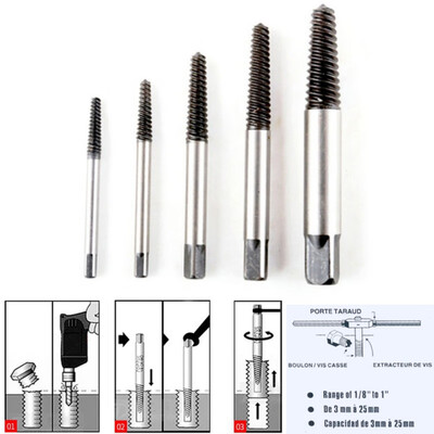 

5PcsSet Broken Screw Extractor With Paper Card Easy To Operate RemoveStripped Broken Studs Auto Repair Tool