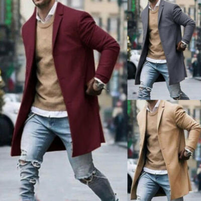

Men Trench Coat Winter Long Jacket Overcoat Mens Trench Coat Windbreaker Jacket