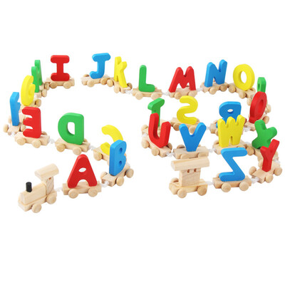 

Letter Train Wooden Alphabet Railway ABC Alphabet Train Preschool Kids Toddler Educational Toy