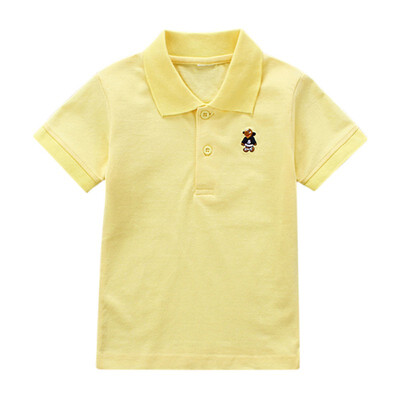 

Children Boys Summer High Quality Cotton Solid Turn Down Collar Short Sleeve Shirt 4 Colors Available