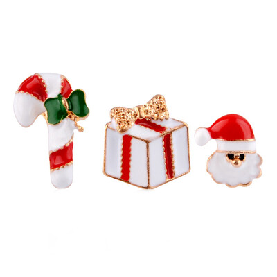 

3 PCSset Christmas Snowman Candy Santa Claus Box Bell Cuff Wrap Ear Clip Earring