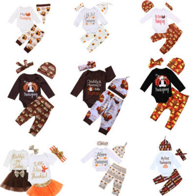 

Thanksgiving Clothes Newborn Baby Boy Girl Outfits Tops Romper Leggings Hat US