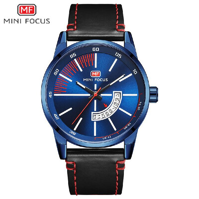 

MINI FOCUS MF0132G Man Quartz Watch Calendar Noctilucent Waterproof Leather Band Male Wristwatch