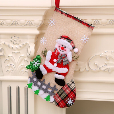 

Christmas Socks Linen Large Size Christmas Stocking Gift Holders Holiday Party Christmas Fireplace Decorations For Children