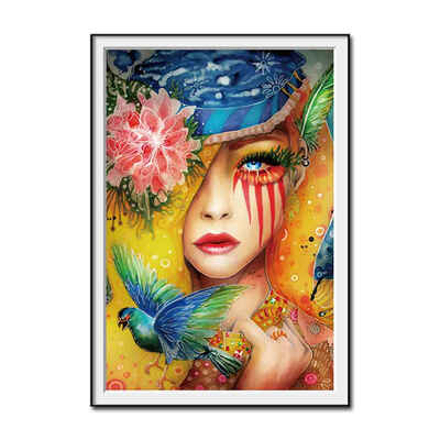 

Colorful Canvas Painting Abstract Girls In Tears Oil Drawing Framless Oil Posters Flower Bird Pictures Home Decor