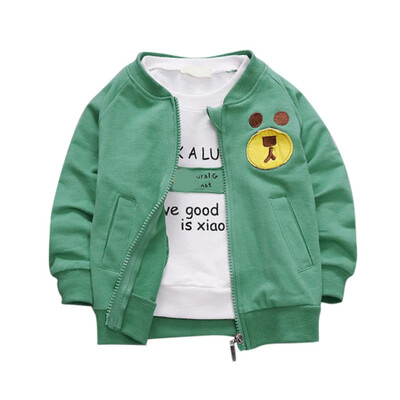 

Autumn Baby Girl Boy Outerwear Cartoon Bear Print Casual Zipper Sweatshirt Kids Outfits Tops