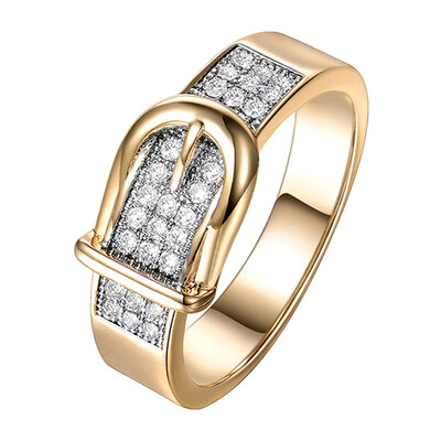 

1PC Luxury Personality Dazzling Micro-inlaid Belt-shaped Rings For Women Men