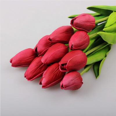 

10pcs Artificial Silk PU Tulips Fake Artificiales Bouquets Party Decor Tulips Wedding Decorative Flowers