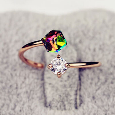 

Fashion Jewelry Wedding Hot Rings For Women Female Rainbow Crystal Jewellery