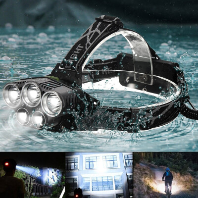 

5 Bulbs T6 Waterproof Headlamp High Power Headlamp Led Variable Focus Headlamp Outdoor Bicycle Fishing Headlamp