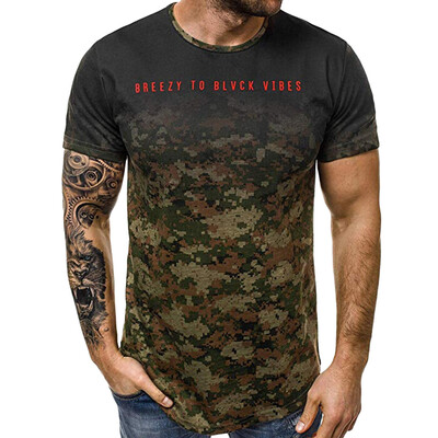 

Toponeto Fashion Mens Summer Print Camouflage O-Neck Fit Sport Short Sleeve Top Blouse