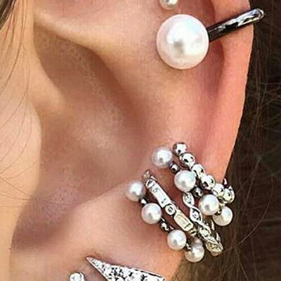 

2019 New 9pcsset Women Fashion Persoanlity Exquisite All-match Pearl Decor Concise Hoop Earring Set