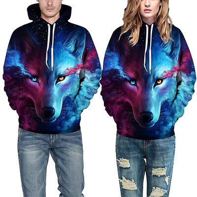 

3D Wolf Printed Couples Men Women Pullover Top Hoodie Jacket Sweater Sweatshirt
