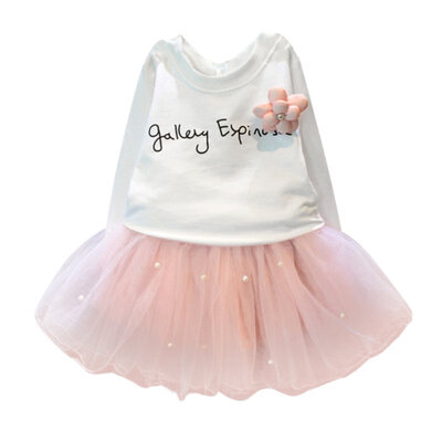 

Toddler Baby Girl Clothes Set Long Sleeve T-ShirtMesh Skirt Suit Children Clothing 2 PCS