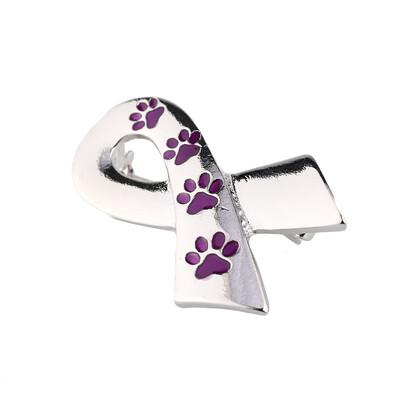 

Ribbon Pin Silver Color Metal Paw prints Brooch For Women Men Dog Lover Suit Shirt Collar Lapel Pins Fashion Jewelry Gift