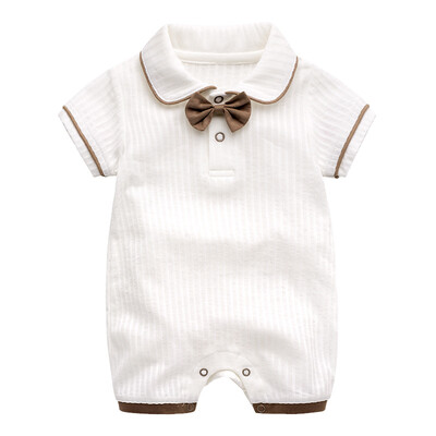 

Summer short-sleeved romper hundred days baby cotton clothes gentleman newborn romper for 0-18M