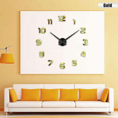 

New DIY Large Wall Clock 3D Mirror Surface Sticker Home House Office Decor Decal