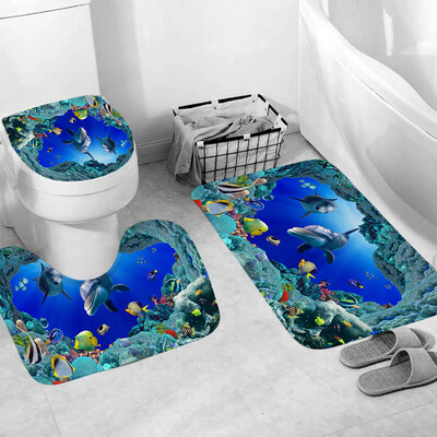 

Gobestart 3pcs Non-Slip Fish Scale Bath Mat Bathroom Kitchen Carpet Doormats Decor