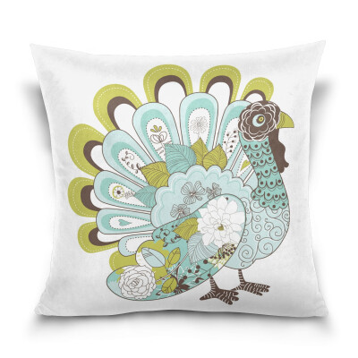 

ALAZA Thanksgiving Throw Pillow Cover 16 X 16 inch Cushion Cover with Beauty Turkey Printed Pillowcase