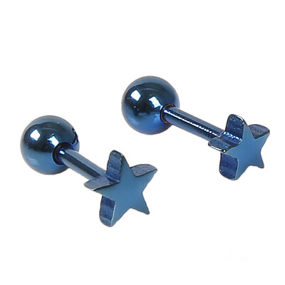 

New 1 Pc Unisex Hypoallergenic Pentagram Titanium Steel Ear Stud Earring Multicolor