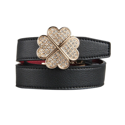 

Womens Automatic Buckle Genuine Leather Ladys Ratchet Holeless Belt Business High Quality Womens Real Belt for Pants